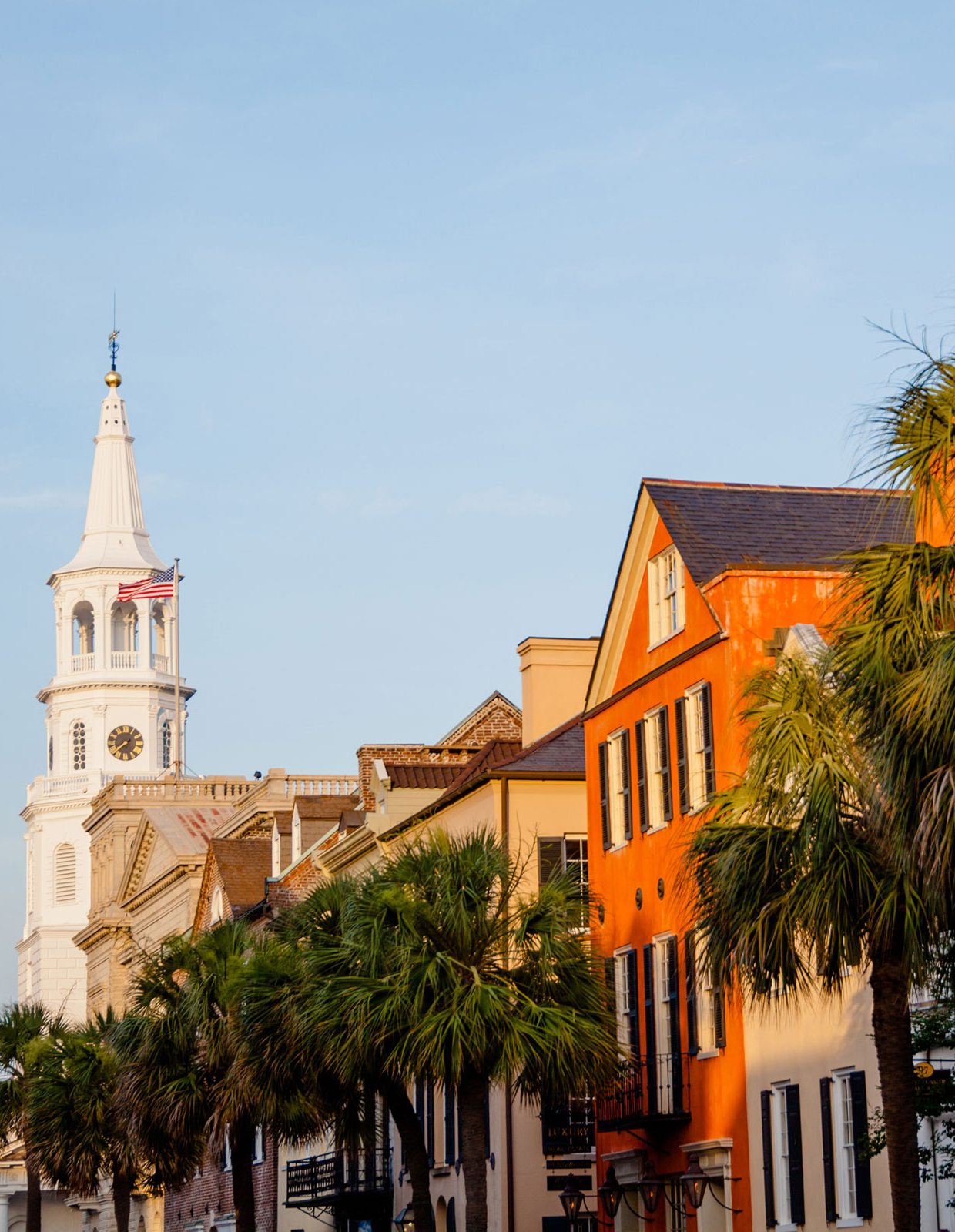 Historic Charleston Street with Church Steeple