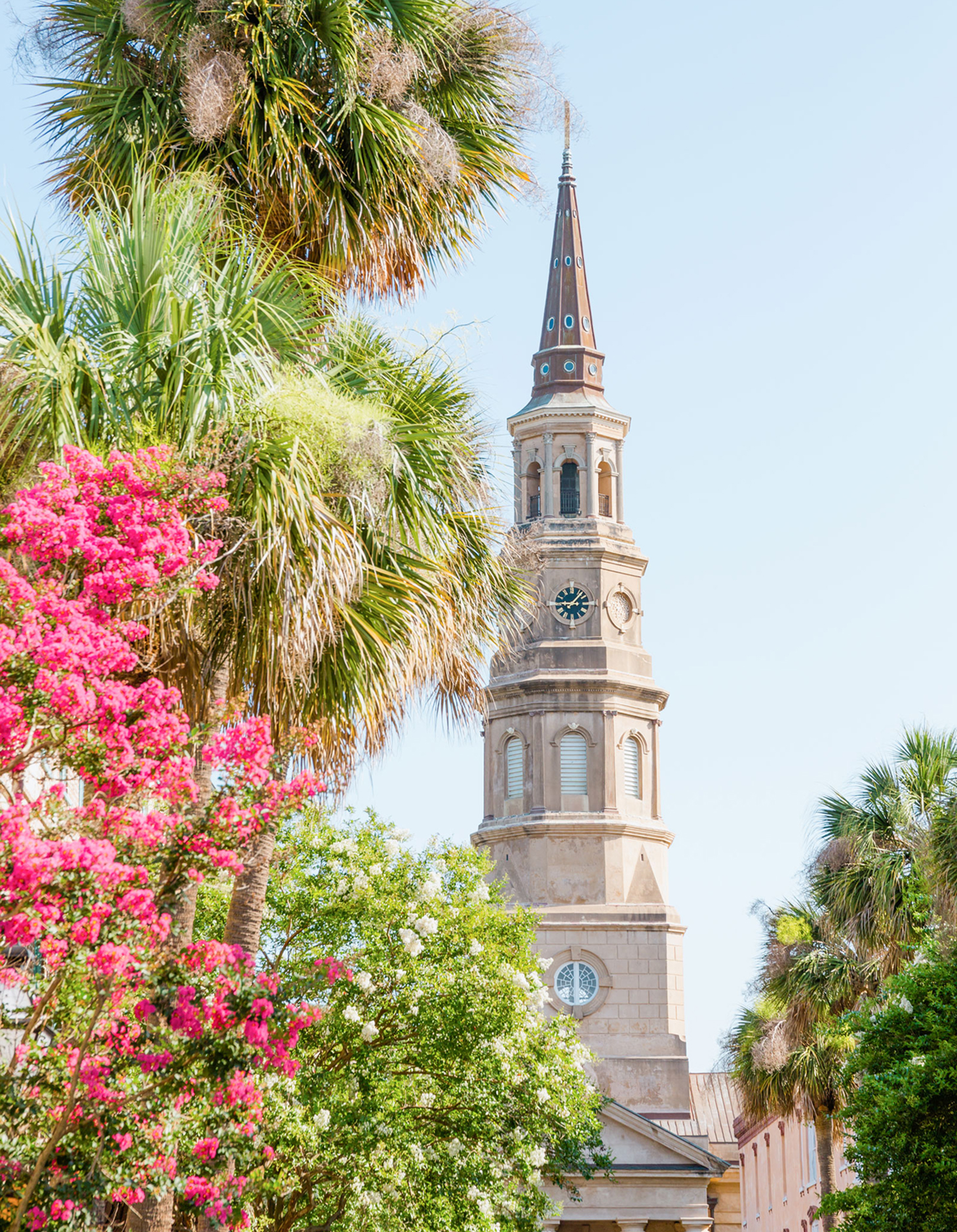 Charleston Church Steeple with Flowers